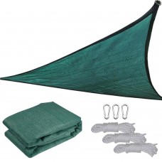 GHP 11.5Ft 185g/sqm HDPE Knitted Green Triangle Sun Shade Sail with 3 Carabiners   